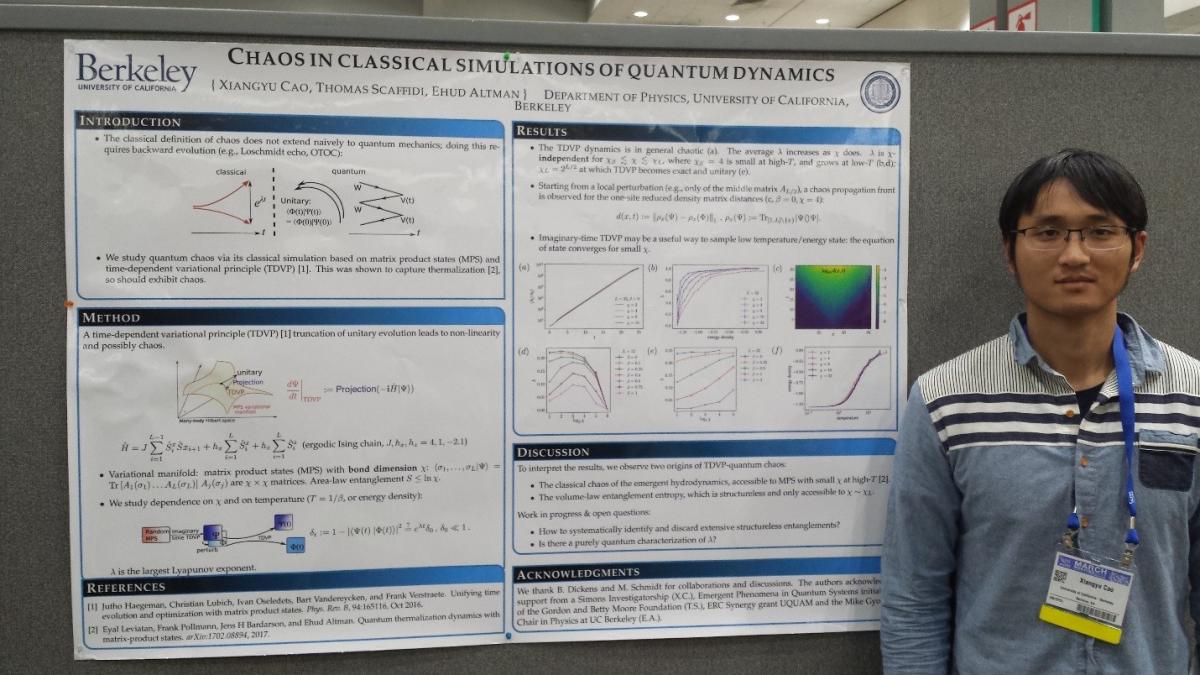 Xiangyu Cao of UC Berkley, standing with his research poster. 