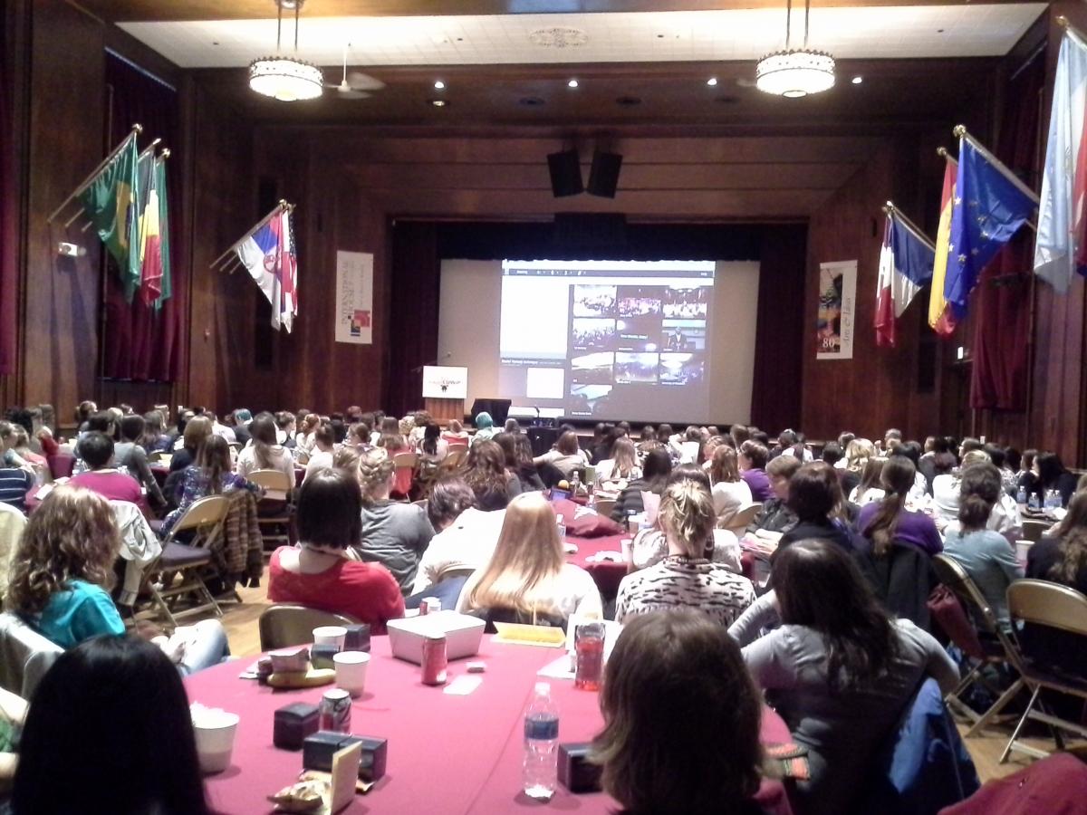 Attendees at the International House at the UChicago, listening to Keynote Speaker Debra Fischer from Yale University (broadcast from the Penn State conference site).