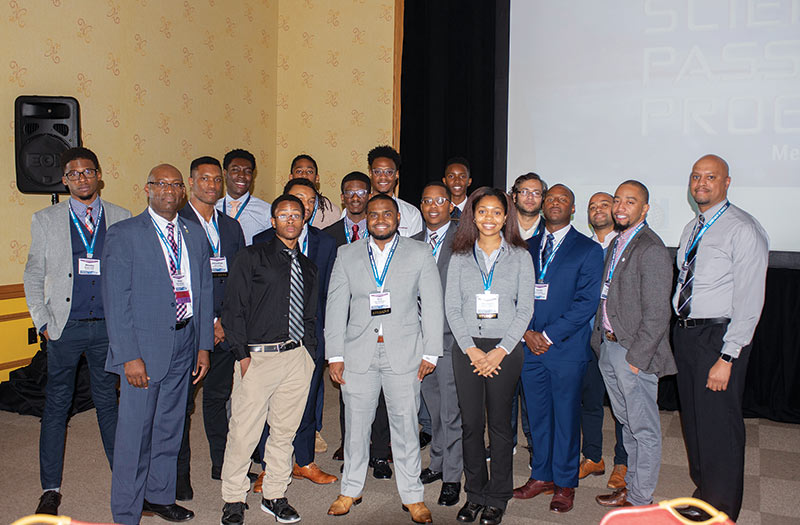 Physics students, alums, and faculty from Morehouse and Spelman Colleges at the 2018 NSBP national conference. Photo by Kyron Keelen.