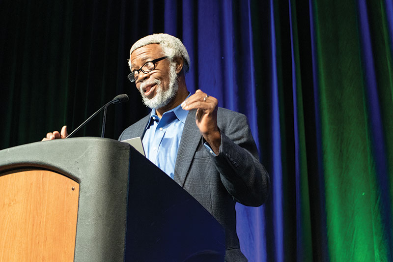 Luminary and longtime friend of SPS, Jim Gates, addresses the 2019 Physics Congress. 