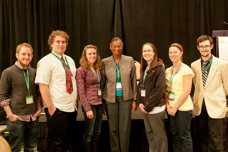 Group photo of several UWRF students with Richards immediately after her presentation. 