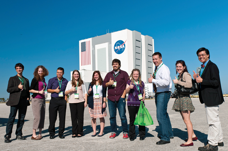 Quadrennial Physics Congress attendees tour NASA's Kennedy Space Center. 