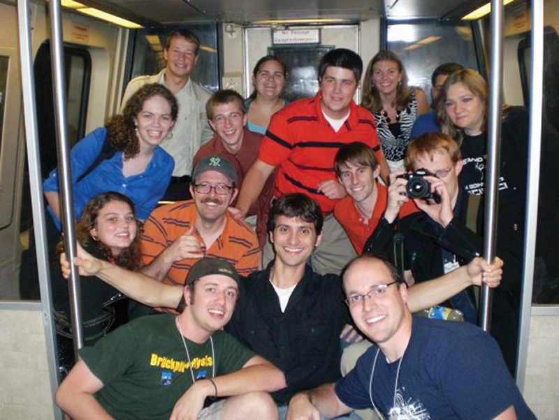 During a trip to Washington, DC, SPS's 2009-2010 associate zone councilors ride the  subway.  Photos courtesy of Chris Faesi.