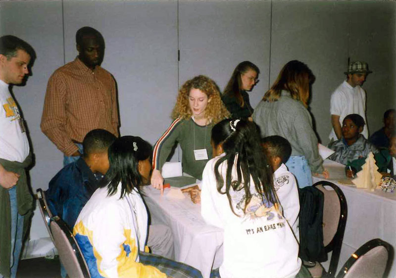 The Northwestern state university sps chapter hosts a 1999 outreach event in  Natchitoches, LA. Photo courtesy of Gary White.
