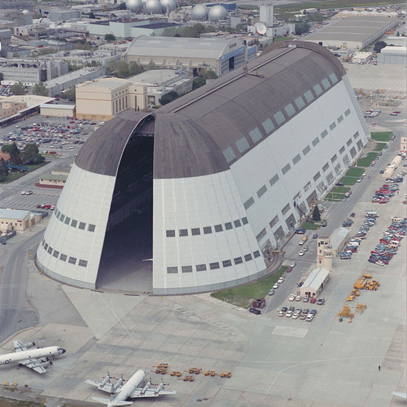 Hangar 1 at Moffett Field, Calif., 1992. Photo courtesy of NASA Ames Research Center.