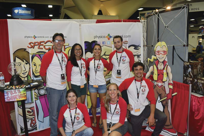  Becky Thompson, front row, middle, with APS staff at the San Diego Comic-Con Spectra booth. Image courtesy of Becky Thompson.