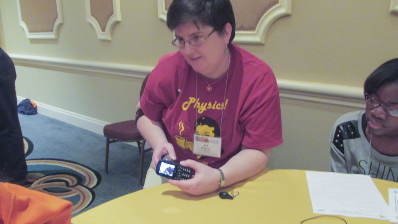 SPS president DJ Wagner participates in the Students Exploring Engineering and Science (SEES) outreach event at the 2014 American Association of Physics Teachers (AAPT) Winter Meeting in Orlando, FL. 