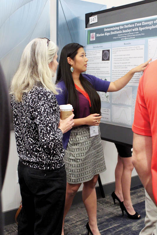  Pham presenting her research poster at PhysCon 2016. Photo courtesy of Chico State SPS.