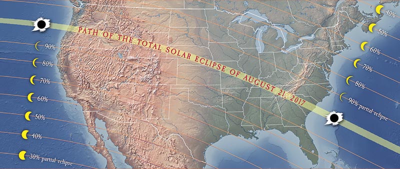 The path of the total solar eclipse of August 21, 2017. Image courtesy of Michael Zeiler.