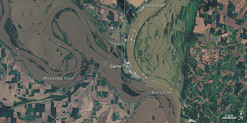 Mississippi River. NASA Earth Observatory image created by Jesse Allen and Robert Simmon using Landsat data provided by the United States Geological Survey. 