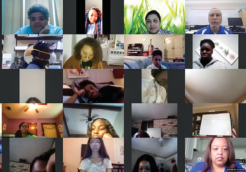 Screenshot of 2020 DU WISHES online summer program. There were 35 online participants using a Zoom platform for daily meetings. 