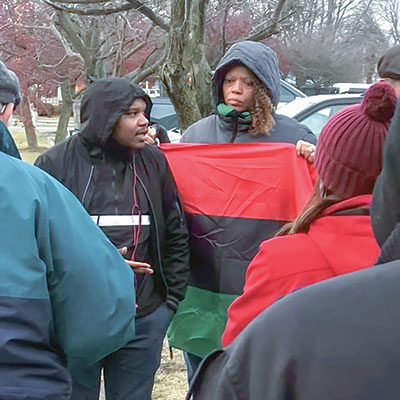Thornton speaks at a vigil for Eric Logan, a Black man who was fatally shot by a White South Bend police officer on June 16, 2019. A special prosecutor determined the shooting was justified, but activists cite many problematic discrepancies in that narrative. The incident increased already-high racial tensions in the city, especially between Black residents and the police. Photo courtesy of Thornton. 