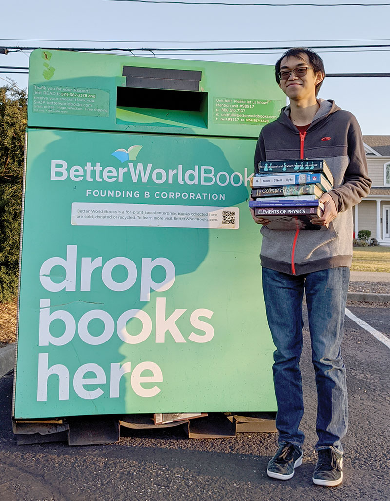 Stony Brook SPS donated over a hundred physics, math, and chemistry textbooks to Better World Books, an online bookseller that donates a book to someone in need for every book sold. 
