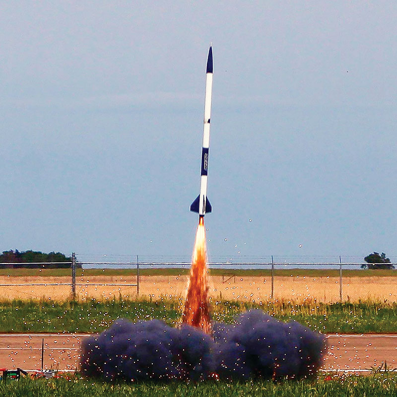 The SWOSU Physics Club’s competition rocket blasts off.