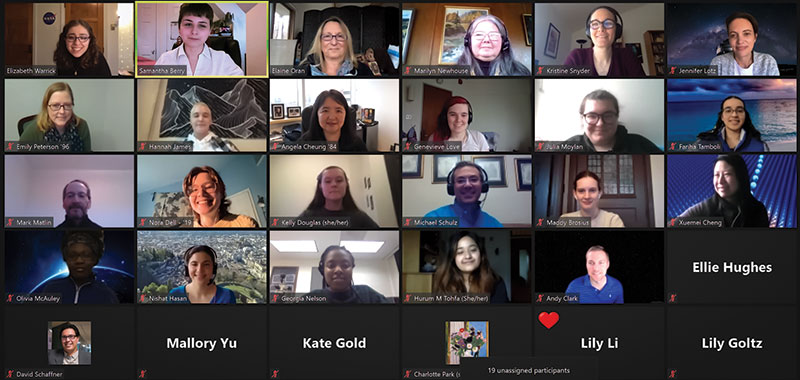  A screenshot from the virtual alumni panel hosted by Bryn Mawr’s SPS chapter. Image courtesy of Samantha Berry.