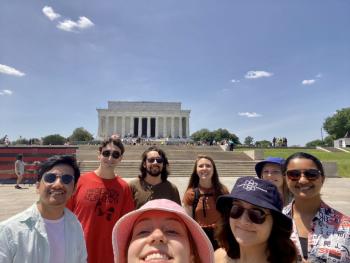 First Intern Selfie in front of the Lincoln Memorial