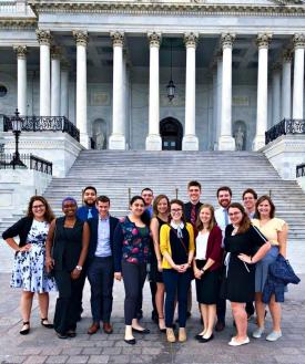 The 2018 SPS Interns (minus one) standing in front of the Capital Building.