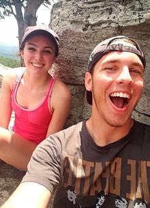 Michael Welter and Erin Brady taking a break from summer research to explore a local hiking trail.