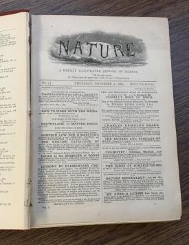 The first volume of Nature, found in DTM's archive