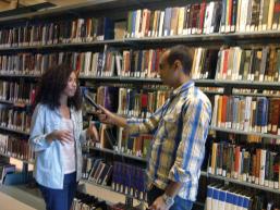 Taha Selim interviews an AUC student. Photo courtesy of Taha Selim.