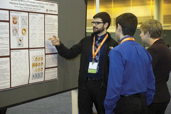 Matthew Miksch of Iowa State University presents his research to attendees of the 15th Annual AMS Student Conference. Photo courtesy of AMS.