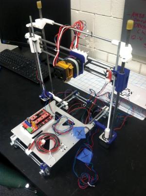 The 3D printer takes shape. Photos by Ryan Bouricius.
