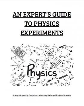 The cover of the experiment booklets created by the Duquesne SPS chapter. 