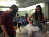 NMT students Chip Dugger and Kelsea Adame make liquid nitrogen ice cream.