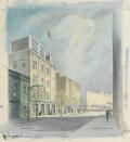 Sketch of architectural plans for old AIP Headquarters at 335 East 45th Street in New York City, New York.  J. Gordon Carr, Architect, R. Harmer-Smith. Image courtesy of AIP Emilio Segrè Visual Archives.