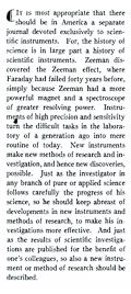 This excerpt is from the editorial which appears in the volume 1, issue 1, January 1930 edition of Review of Scientific Instruments. Photo credit: AIP Publishing. 