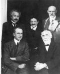  Arthur Stanley Eddington (front, left) and Albert Einstein (back, left) pose with fellow physicists Hendrik Antoon Lorentz (front), Paul Ehrenfest (back, center), and Willem de Sitter at the Leiden Observatory in September 1923. Photo courtesy of AIP Emilio Segrè Visual Archives, Gift of Willem de Sitter.