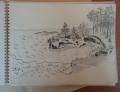 Andrew Gemant's Sept '52 Drawing of Sunset Point on Presque Isle