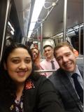 Sarah Monk, Stephanie Williams, Daniel Morales, and Sam Borer on the metro to the SPS Intern Orientation