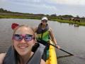 Amanda and I kayaking with the horses in the background