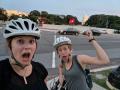 Amanda and I biking home in front of the capitol building