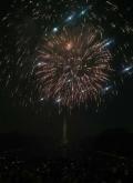 Fireworks highlighting the Washington Monument